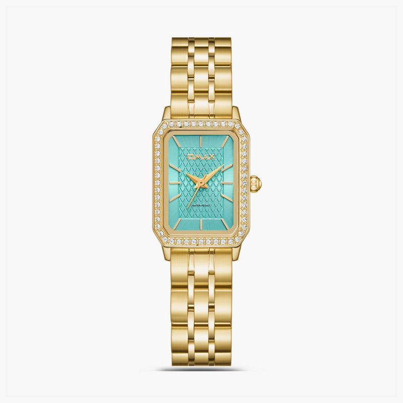 OMAX ساعة أنالوج ذهبية بقرص مائي للنساء - Image 1